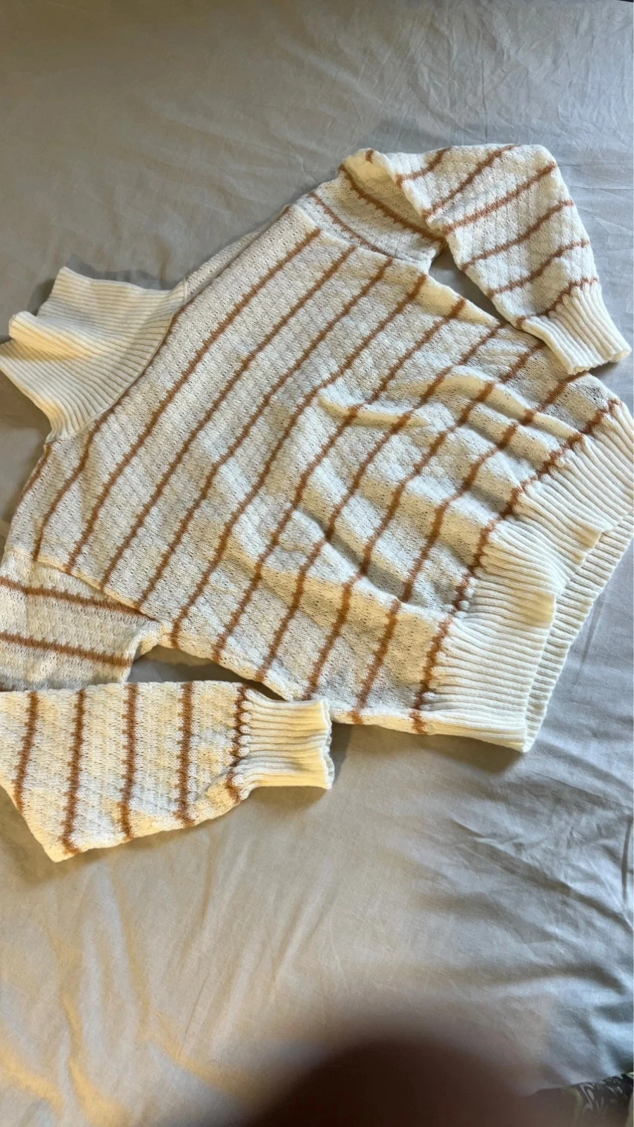 Crême & Beige Geribbelde Ronde Hals Trui Zacht & Elegant – photo 2